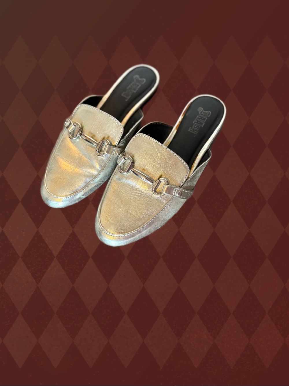 Silver Backless Horsebit Loafers